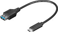 Перехідник обладнання Goobay USB Type-C-3.0A M F (USB3.0) 0.20m OTG Nickel Cu чорний (75.06.7 IN, код: 7454485