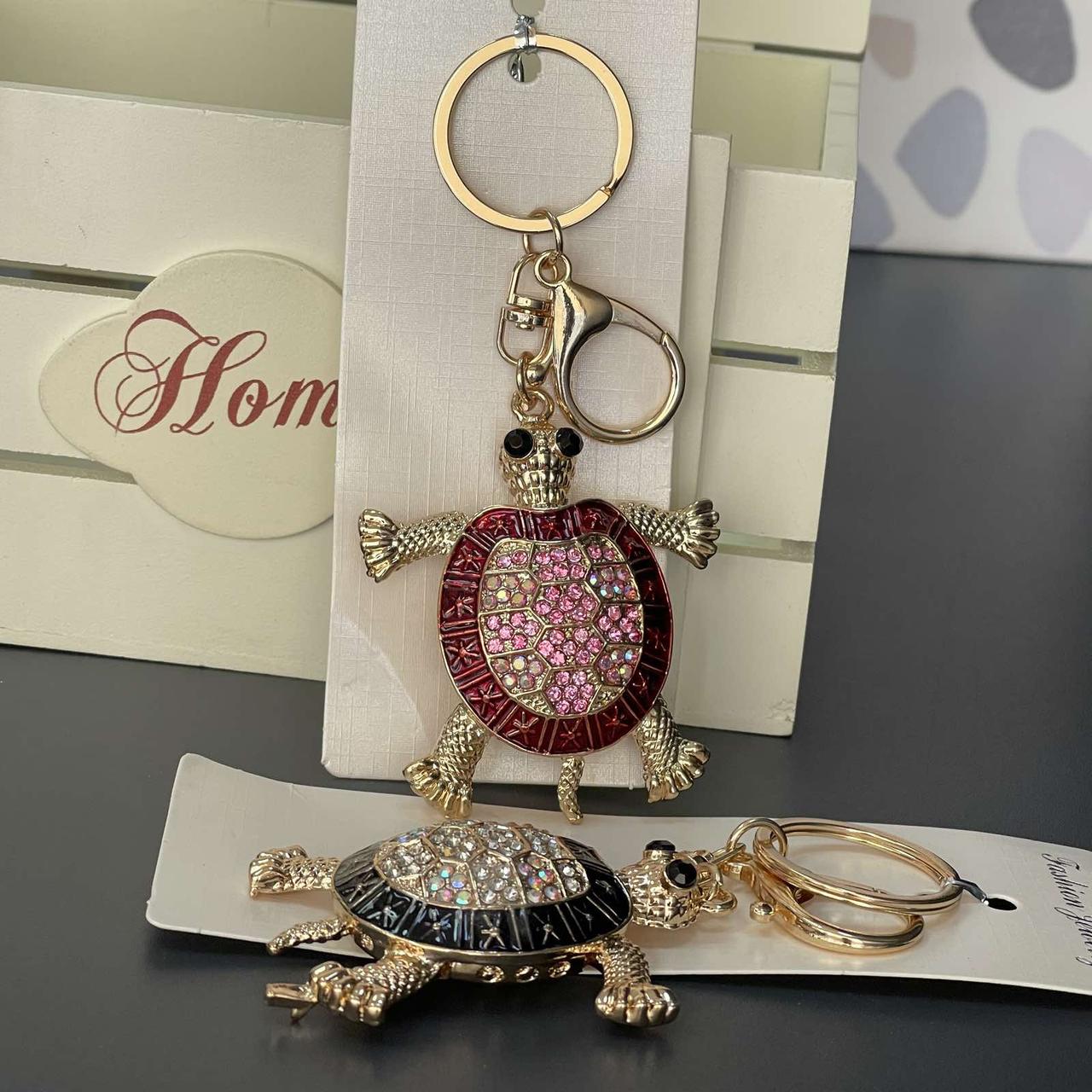 Брелок з камінням "Черепаха золота", мікс, металевий, Брелок со стразами "Черепаха", фото 1