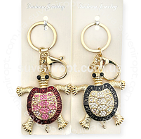 Брелок з камінням "Черепаха золота", мікс, металевий, Брелок со стразами "Черепаха", фото 2