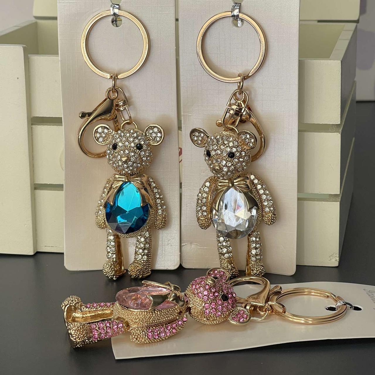 Брелок з камінням "Ведмедик з камнем", мікс, металевий, Брелок "Мишка", фото 1