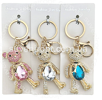 Брелок з камінням "Ведмедик з камнем", мікс, металевий, Брелок "Мишка", фото 2