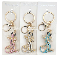Брелок з камінням "Ящірка золота", мікс, металевий, Брелок со стразами "Ящирица", фото 2
