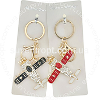 Брелок з камінням "Літак", мікс, металевий, Брелок со стразами "Самолет", фото 2