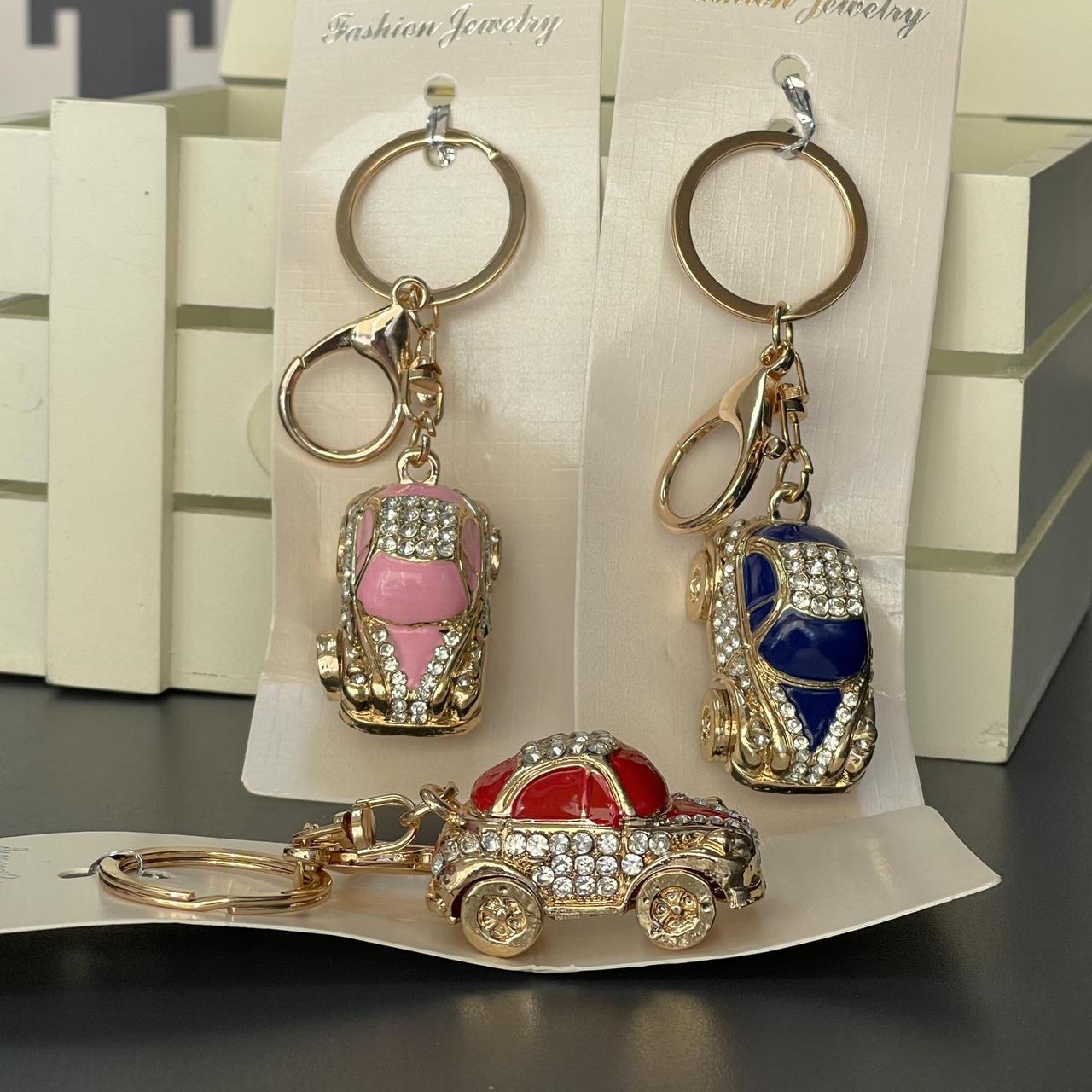 Брелок з камінням "Автомобіль", мікс, металевий, Брелок со стразами "Машына", фото 1