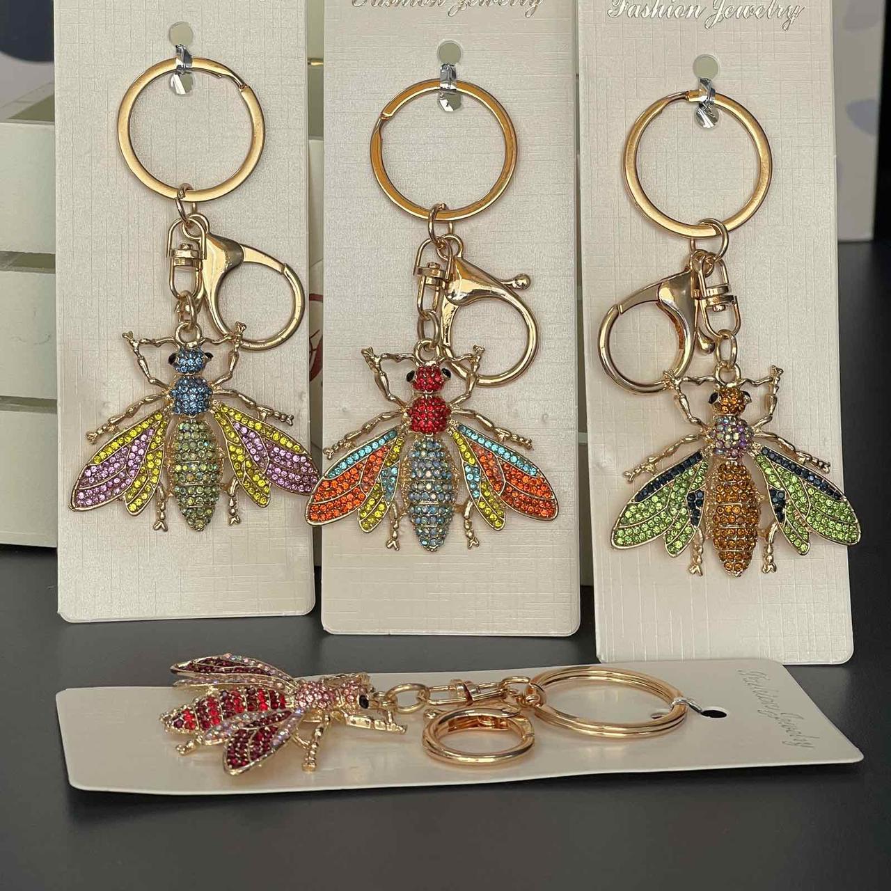 Брелок з камінням "Кольорова оса", мікс, металевий, Брелок со стразами "Оса", фото 1