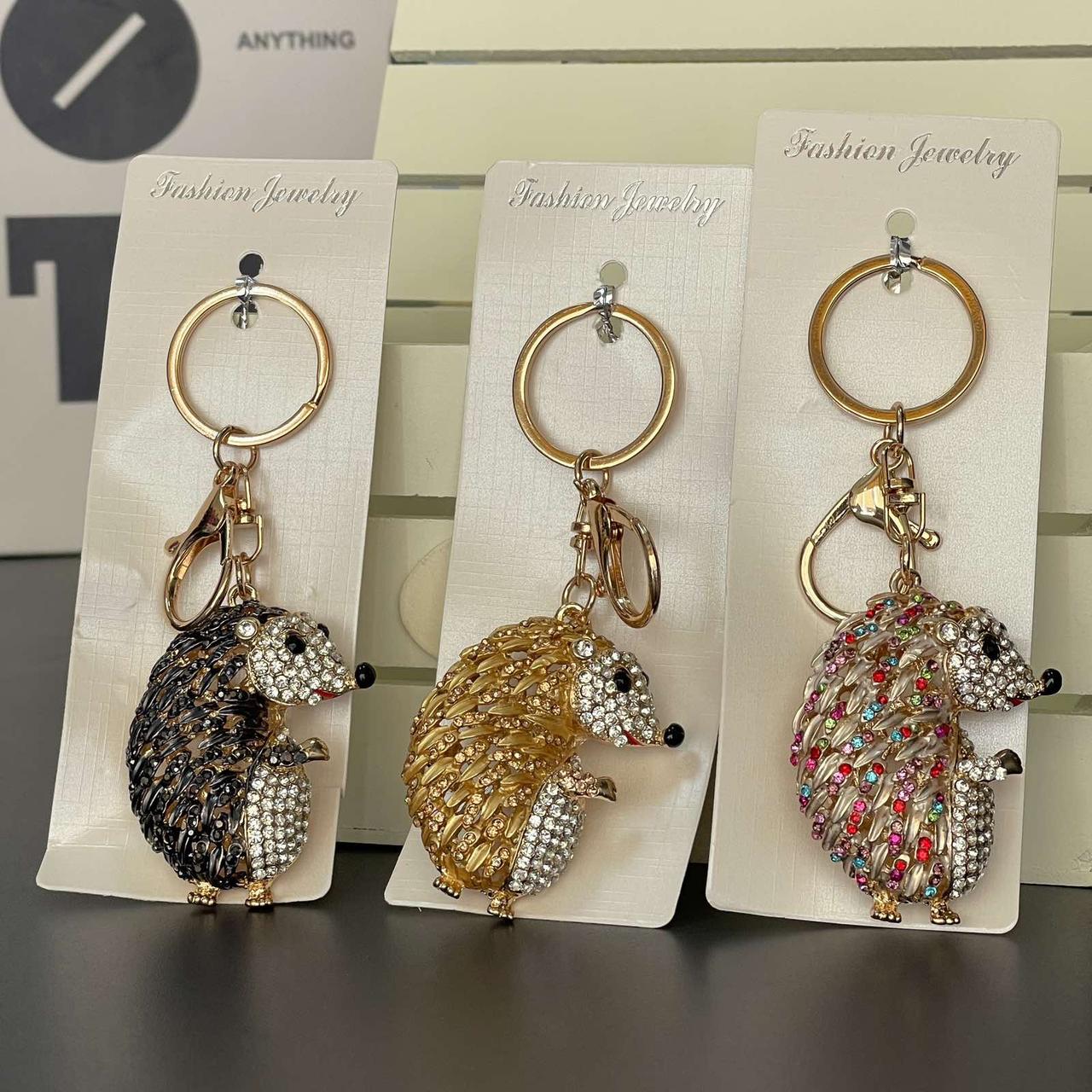 Брелок з камінням "Їжачок", мікс, металевий, Брелок со стразами "Ежик", фото 1