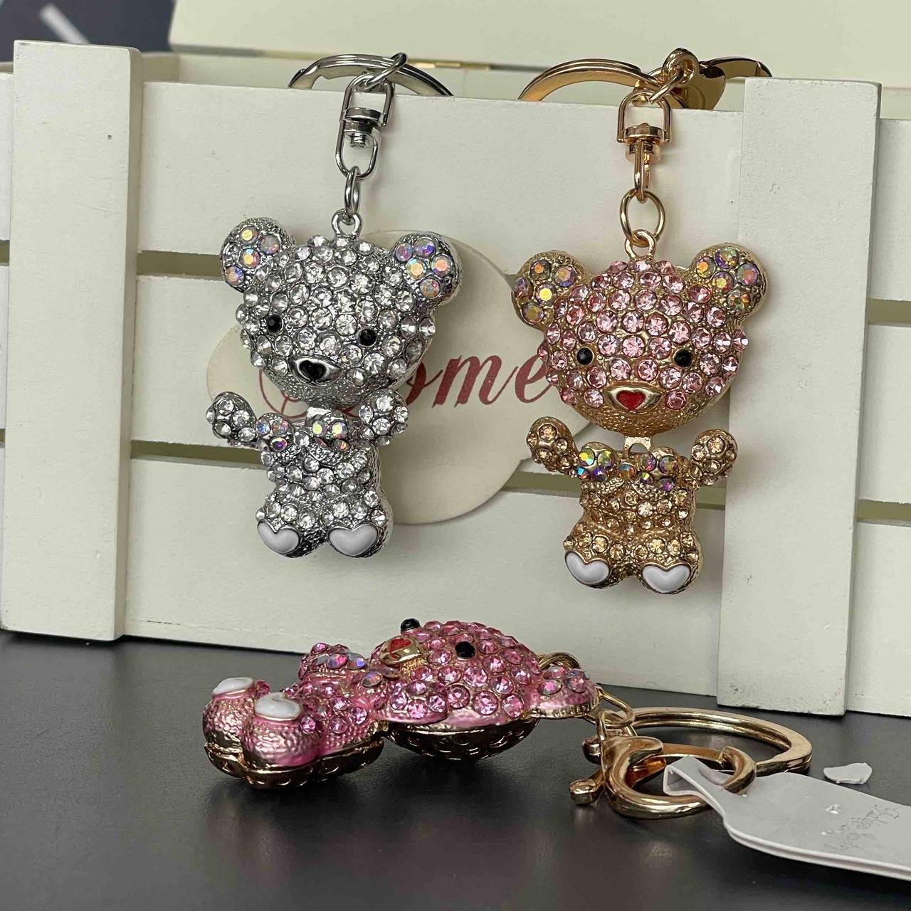 Брелок з камінням "Ведмедик", мікс, металевий, Брелок "Мишка", фото 1