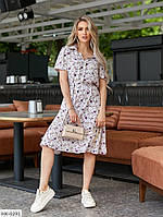Сукня сорочка жіноча стильна легка повсякденна прогулянка по коліно з коротким рукавом арт 809