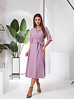 Изысканное женское платье на запах арт. 349 рожевого цвета /фреза
