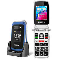 Бабушкофон-раскладушка UNIWA V202T, 4G, Быстрый набор, Большие кнопки, SOS, FM, Bluetooth 5.0, Дисплей 2.4" Синий