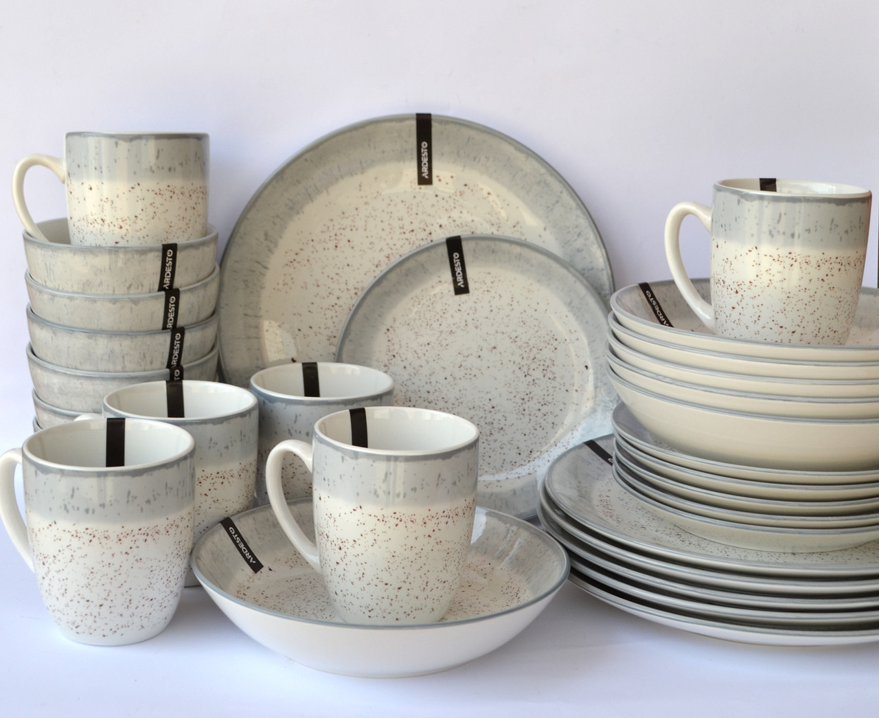 Сервіз Ardesto Siena 30 предметів SWB біло-сірий