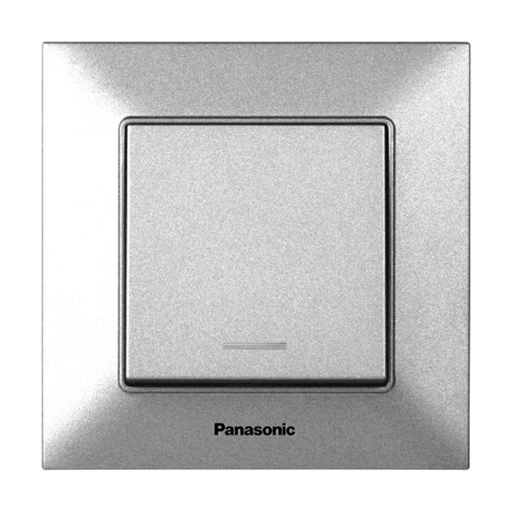Выключатель Panasonic Arkedia Slim одноклавишный с подсветкой, серебряный - фото 1 - id-p2005255549