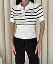 Приталена футболка поло в смужку з сорочковим коміром (р. 42-46) 4ma1215, фото 2