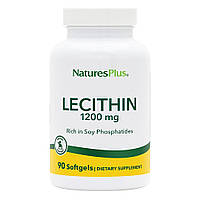 Натуральная добавка Natures Plus Lecithin 1200 mg, 90 капсул EXP
