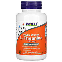 L-теанин L-Theanine Now Foods двойная сила 200 мг 120 вегетарианских капсул IN, код: 7701375