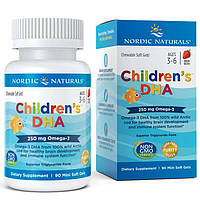 Жирні кислоти Nordic Naturals Children's DHA 250 mg, 90 капсул - полуниця EXP