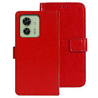 Чехол Idewei для Motorola Edge 40 книжка кожа PU с визитницей красный