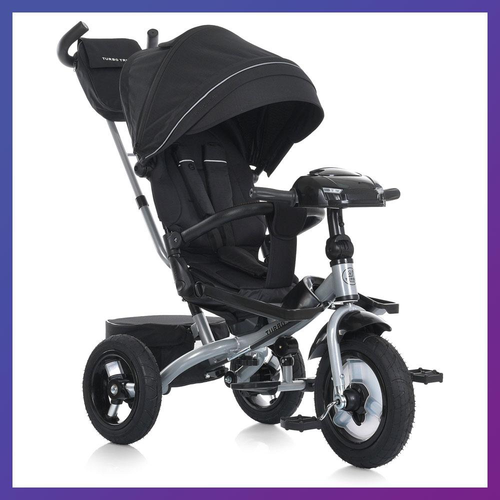 Дитячий триколісний велосипед — коляска Turbo Trike MT 1007-1 з батьківською ручкою Чорний, фото 1