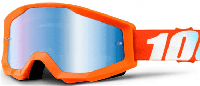Очки кроссовые 100% STRATA Goggle Orange - Mirror Blue Lens