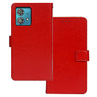 Чехол Idewei для Motorola Edge 40 Neo книжка кожа PU с визитницей красный