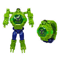 Детские часы-трансформер Халк. Hulk трансформер и наручные часы 2 в 1. Часы игрушка