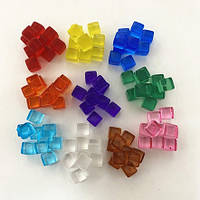 Кубики разноцветные RESTEQ 100 шт. Набор разноцветных прозрачных акриловых кубиков. Цветные хрустальные кубики
