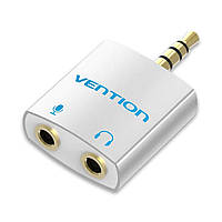 Адаптер Vention 4 Pole 3.5mm Male to 2*3.5mm Female Audio Adapter Silvery Metal Type (BDBW0)