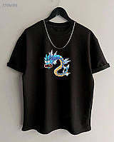 Мужская кастомная футболка с драконом (черная) классная эксклюзивная молодежная хлопковая sf291p186