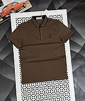 Мужская футболка-поло коричневая брендовая мужская футболка тенниска с воротником fms