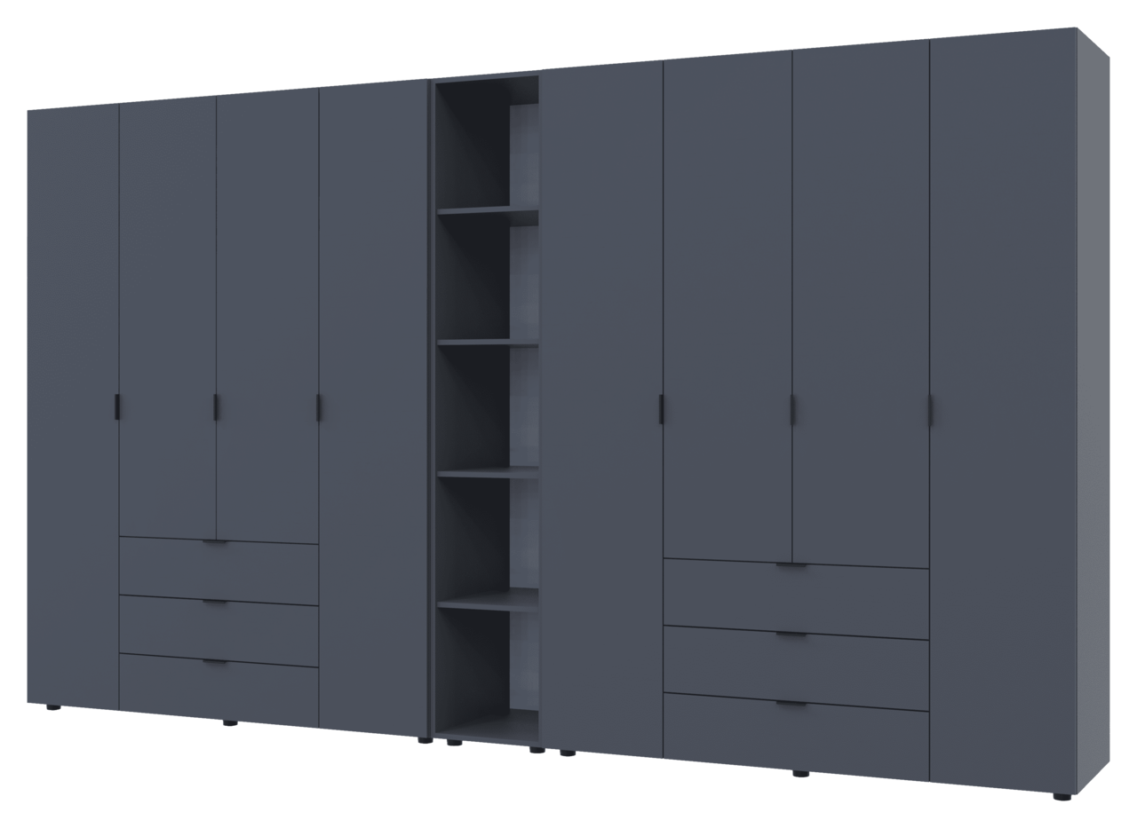 Комплект Doros Гелар Шаф 4ДСП/4ДСП/Етажерка Графіт 348.2х49.5х203.4 (42005065), фото 1