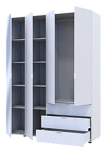 Комплект Doros Гелар Шафа 3ДСП/Етажерка з Дзеркалом Білий 155х49.5х203.4 (42002157)