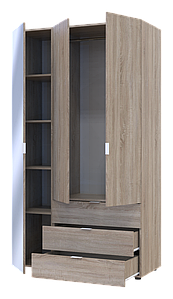 Комплект Doros Гелар Шафа 2ДСП/Етажерка з Дзеркалом Дуб сонома 116.5х49.5х203.4 (42002156)