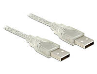 Кабель пристроїв Delock USB2.0 A M M 0.5m 2xShielded AWG24+28 Cu Ferrite прозорий (70.08.388 BX, код: 7455376