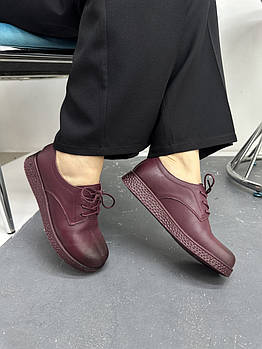Туфлі жіночі MeegoComfort A0232-BORDO бордові на шнуровці 37
