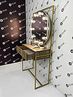 Зеркало LOFT парикмахера с лампами (10 шт) Odri Станция визажиста для макияжа в салон красоты Vm 737