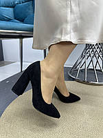 Туфли женские Vensi V355 в черной замше на каблуке