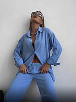 Стильный, крутой полномерный, свободного кроя костюм Жатка(приятная к телу) Универсал 42-46 Цвета 3 Голубой