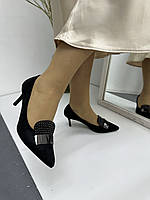 Туфли женские Vensi V357 замшевые черные на шпильке