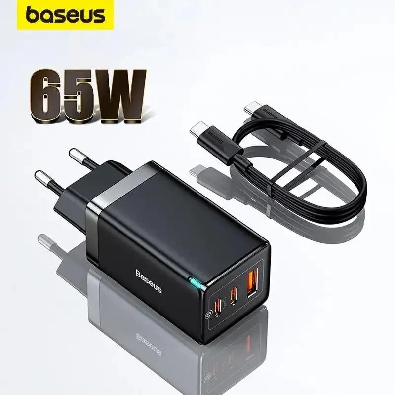 Мережевий зарядний пристрій Baseus GaN5 Pro 65W (2Type-С+USB) +кабель 100W