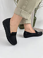 Туфли женские Doren 20156-000-siyah в черной коже на низком ходу