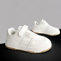 Детские белые кроссовки кеды, легкая обувь для мальчиков и девушек на липучке в РАЗМЕРЕ: 31-38 32