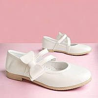 Детские праздничные белые туфельки, нарядная обувь для девочек с супинатором. Размер: 31-36 36