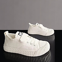 Детские летние белые на лепучке кроссовки, очень легкие, дышащая обувь для мальчиков. Размер: 26-30