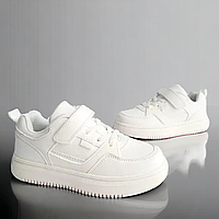 Детские белые кроссовки кеды, легкая обувь для мальчиков и девушек на липучке в РАЗМЕРЕ: 36-39