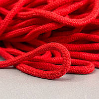 Шнур хлопковый плетеный с сердечником 5 мм - красный
