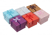 Подарочные коробочки для бижутерии 4*4 см золотистые (упаковка 24 шт) Цветные в клеточку