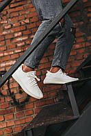 Модні білі тканинні чоловічі кросівки Adidas Yeezy Boost 350, легкі літні кроси із буст для хлопців