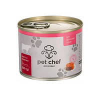 Консервы для собак Pet Chef паштет с говядиной 200 г (4820255190136) BX, код: 7995038