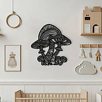 Деревянная картина на кухню, декоративное панно из дерева "Красивые грибочки", оригинальный подарок 30x30 см