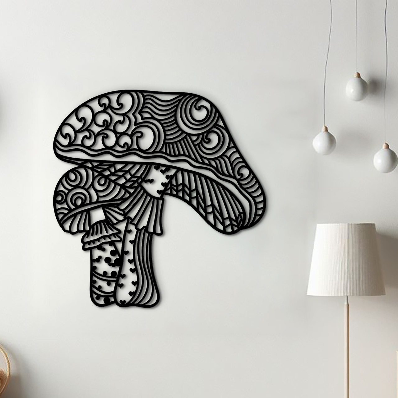 Декор для кімнати дерев'яна картина на стіну Гриб та дитина стиль лофт 20x20 см Woodyard (1223--20x20), фото 1